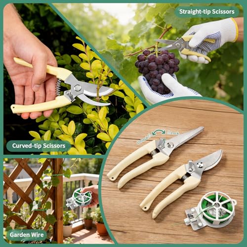 10PCS Gardening Tools Set, Heavy Duty Garden Hand Tool with Storage Bag Rust-Resistant Steel Built to Resist Bending Breaking Garden Essential Kit with Gardening Gifts for Women for Outdoor Planting