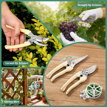 10PCS Gardening Tools Set, Heavy Duty Garden Hand Tool with Storage Bag Rust-Resistant Steel Built to Resist Bending Breaking Garden Essential Kit with Gardening Gifts for Women for Outdoor Planting