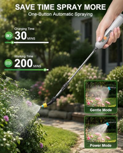 Battery Powered Garden Sprayer 1.8 Gallon, Lightweight Electric Weed Sprayer with Telescopic Wand & Adjustable Nozzles, Portable Yard Sprayer for Plant Watering, Lawn Care, Fertilizing (2.2gal) - size: 2.2gal