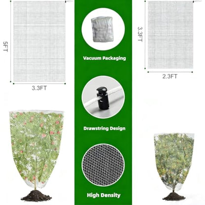 Drawstring & Zipper Fruit Tree Netting Cover - Reusable Bird Netting for Blueberry Bushes, Anti-Cicada/Deer/Squirrel Large Plant Protection Net (2, 4.9×3.3Ft) - size: 4.9×3.3Ft