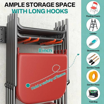 EVERHANGER Garage Tool Storage Organizer, Wall Mount Garden Tool Rack - size: 8Hooks