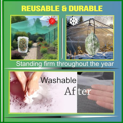 Fruit Tree Netting 2 Pack 8x8 FT with Drawstring and Zipper - Reusable Plant Protection Cover, Heavy Duty PE Mesh Netting for Blueberry Bushes - Blocks Birds/Deer/Squirrels - size: 8x8 FT