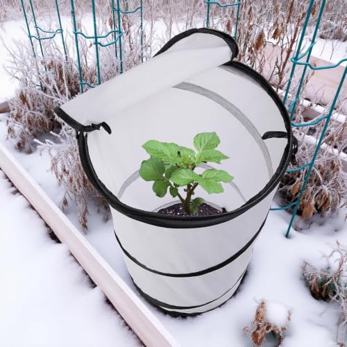 3 Pcs Pop Up Winter Frost Plant Cover, Garden Plants Freeze Protection Tent - color: White-3pcs