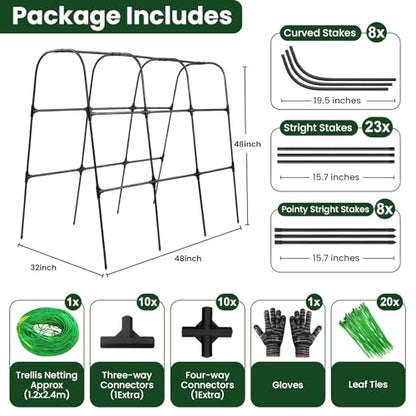 50"x48"Cucumber Trellis, Garden Arch Trellis for Climbing Plants Outdoor - color: Black