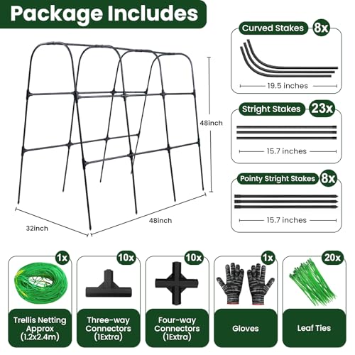 50"x48"Cucumber Trellis, Garden Arch Trellis for Climbing Plants Outdoor - color: Black