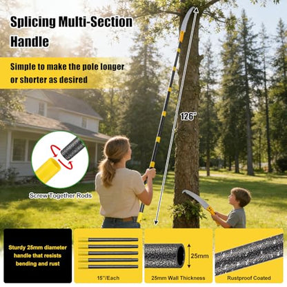 Pole Saw for Tree Trimming, 8FT Lightweight 2 in 1 Manual Hand Saws Tree Trimmer Pole Saw, Sharp Steel Blade, Adjustable Branch Cutter Pruner for Yard Walkway Oak Palm Fruit Pine and Fir Limbs Cutting - size: 8FT