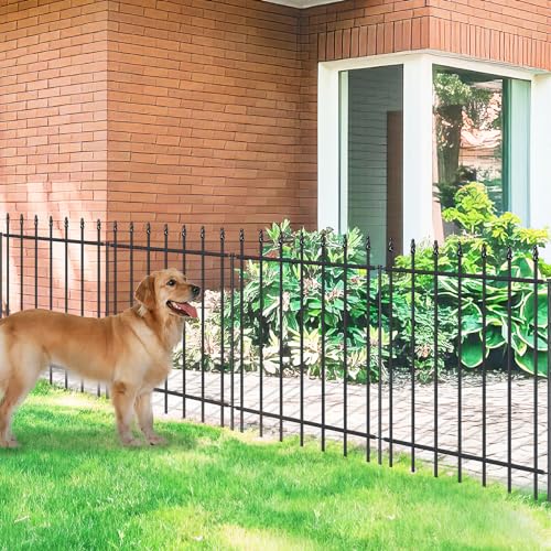 Decorative Metal Garden Fence 30" x 10', Outdoor Fence Border with Stakes - size: 30″H x 10ft（5 Panels）