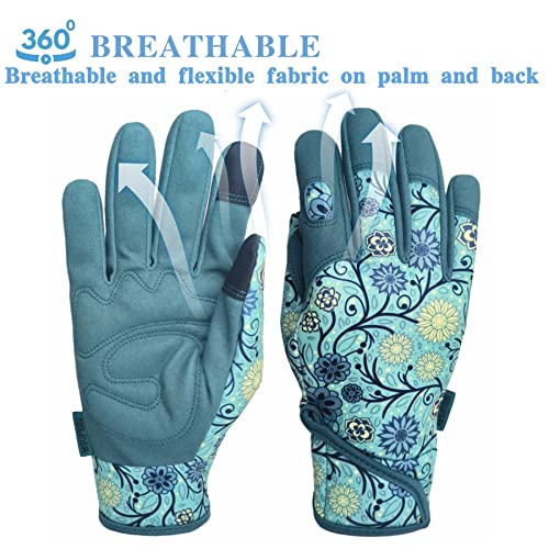 Cute Pattern Gardening Gloves,Thornproof Garden Glove,Gardener Gift - color: 1 Pair Per Pack-lake-blue, size: Large