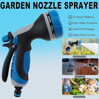 Garden Hose Nozzle with Adjustable 10 Watering Patterns Hose Spray Nozzle - color: Blue