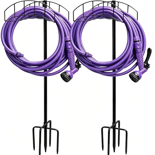 2-Pack Freestanding Garden Hose Holder with Upgraded 5-Prong Base - size: 2Pack-48IN