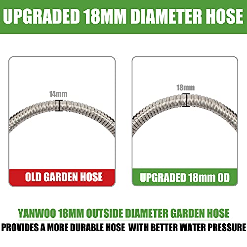 Yanwoo 304 Stainless Steel 4ft Garden Hose with Female to Female Brass Connector, 18mm Outer Diameter Flexible & Lightweight Heavy Duty Short Water Hose for Outdoor (4 Feet) - size: 4ft