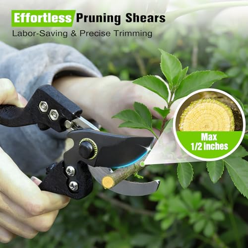 21" Hedge Shears, 7.5" Pruning Shears Set, Wavy Steel Blades