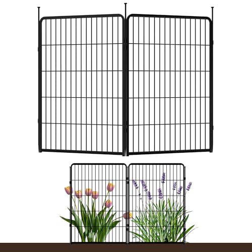 SunsGrove Garden Fence 40 in(H) x 4.5 ft(L) 2 Panels, Heavy Duty Metal Animal Barrier Fence for Dogs, Easy No-Dig Setup, Dog Fence Outdoor for Yard, Black - color: Black, size: 40 in(H) x 4.5 ft(L) 2 Panels no gate