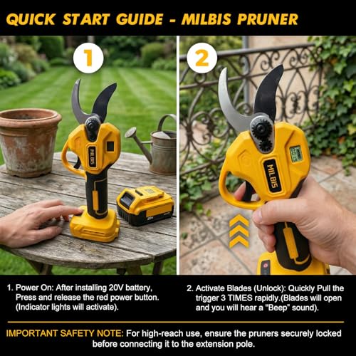 4-in-1 Cordless Pole Saw & Electric Pruning Shears for DeWalt 20V Battery