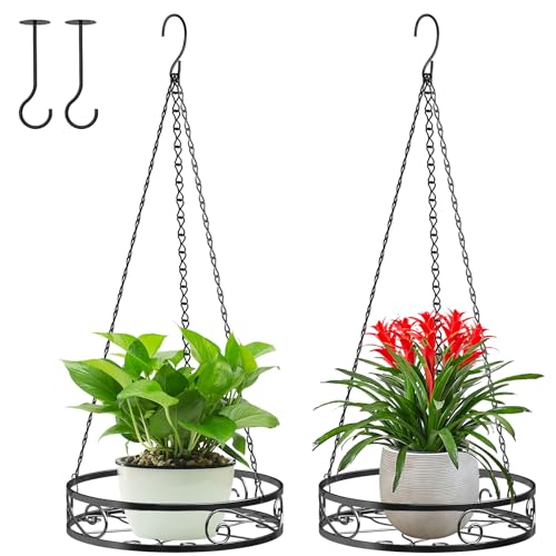 2-Pack Metal Plant Hanger Indoor Outdoor Hanging Plant Holder - size: 2-Pack