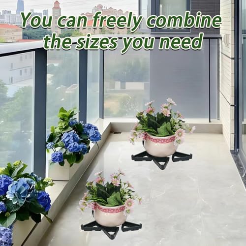 24pcs Black Invisible Flower Pot Feet,Breathable Plant Pot Risers Compressive Outdoor Planters,Triangular Lifters Supports for Indoor/Outdoor Use(Large)