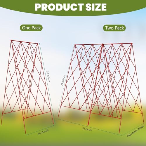 Cucumber Trellis 2 Pack,Foldable A-Frame Garden Trellis - color: Garnet Red, size: 39.4" H