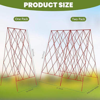 Cucumber Trellis 2 Pack,Foldable A-Frame Garden Trellis - color: Garnet Red, size: 39.4" H