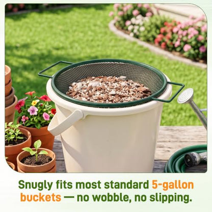 Mulctun 2Pcs Soil Sifter with Handles,Heavy Duty Dirt Sifter for Gardening - color: Green, size: 2 Pcs (2,4mm grid)