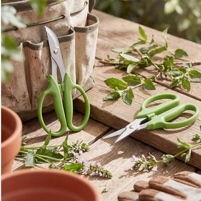 2 Pcs Garden Scissors Shears Trimming Scissors Pruning Floral Shears for Herb Flowers Plants with Straight and Curved Blade for Gardening (Curved,Straght) - style: Curved, Straght