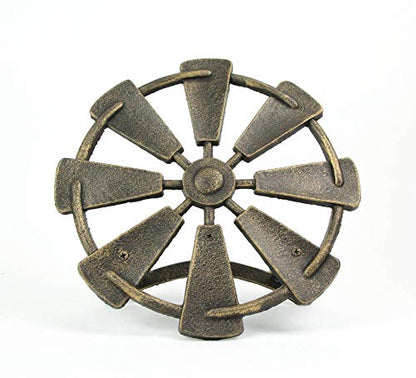 Zeckos Garden Hose Holder Farmhouse Windmill 12 Inch Cast Iron Bronze - color: Windmill - Bronze