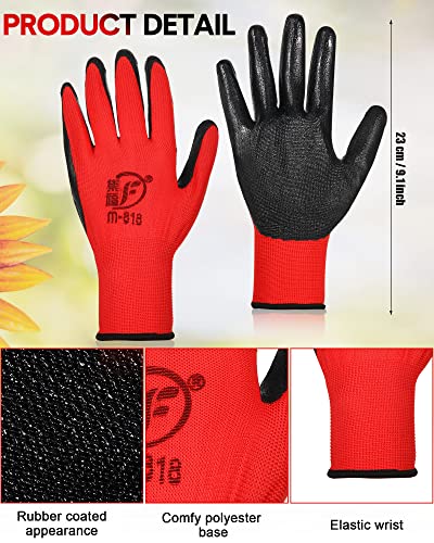 Honeydak 36 Pairs Garden Gloves Bulk for Men Women - color: Red, Black