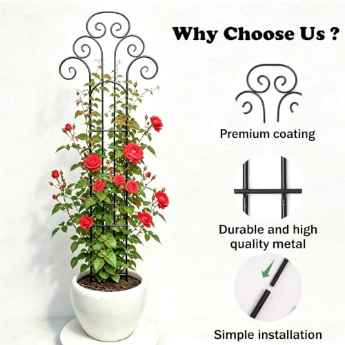 Metal Indoor Plant Trellis for Climbing Plants, 47" Rose & Clematis Support - size: 47"H
