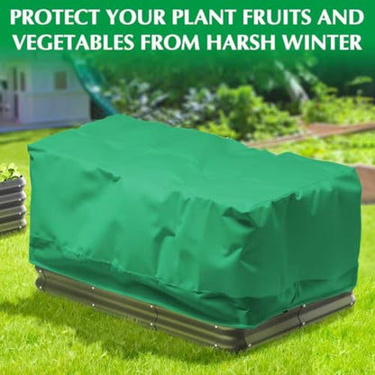 2 Pack 59" x 35" x 17" Upgraded Insulation Raised Garden Bed Cover with Thermal Aluminum Film Liner, Rectangular Plant Covers Freeze Protection Outdoor Winter Plants Frost Covers Blanket - color: Green