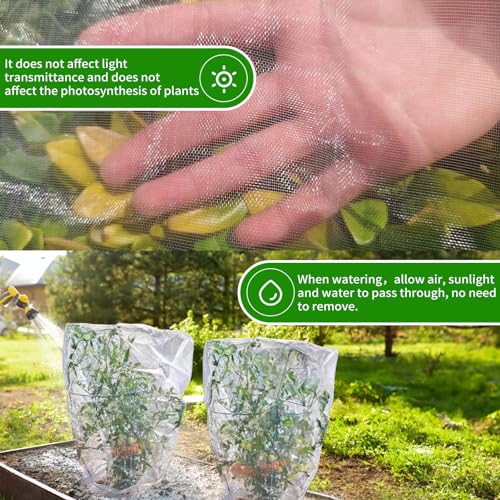 KEOHOLI Large 2 Packs Fruit Tree Netting Bags with Zipper and Drawstring, Insect Bird Barrier Netting Plant Covers for Fruit Vegetable Trees, Bushes,Flower in Garden (10 * 10ft) - size: 10*10ft (2Pack, White)