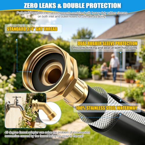 Retractable Garden Hose Reel 1/2 Inch x 100+10 ft, Wall Mount Metal Base