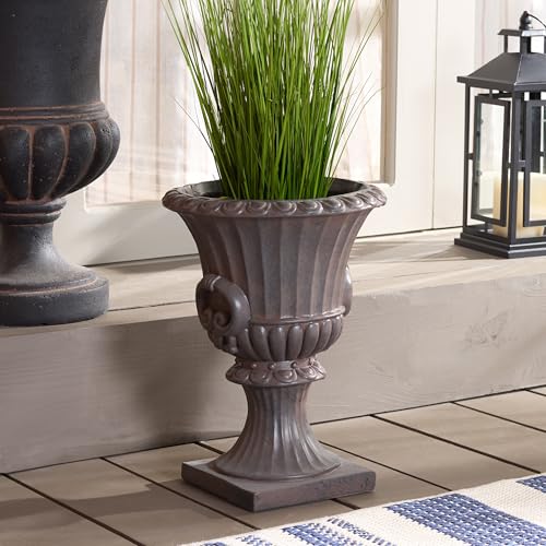 SAFAVIEH Outdoor Arden Concrete Planter Pot, 15.4" Brown PAT5044B