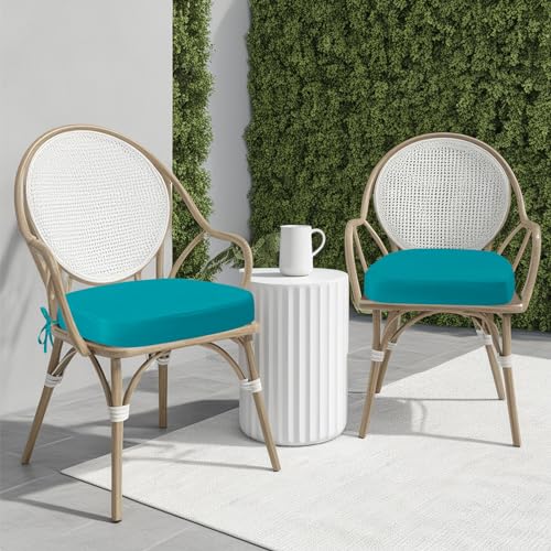 idee-home Outdoor Chair Cushions Set of 4, 19" x 19" D-Shaped - color: Peacock Blue, size: 19 x 19 x 3 Inch