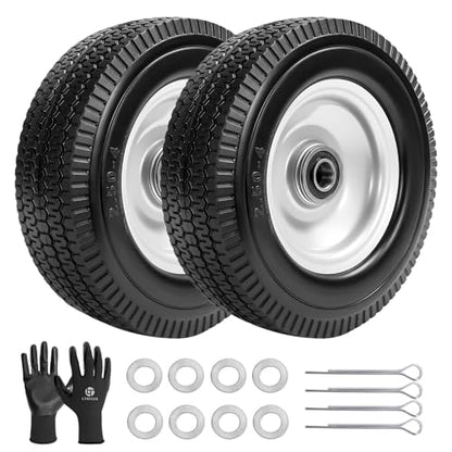 8-Inch Solid Tire Replacement - 2.50-4"Flat Free Tire and Wheel Heavy-Duty for Gorilla Carts, Yard Tractors, Wagons - Replacement Tires with 5/8" Bearings & 2.25" Offset Hub(2 Pack) - size: 8 Inch