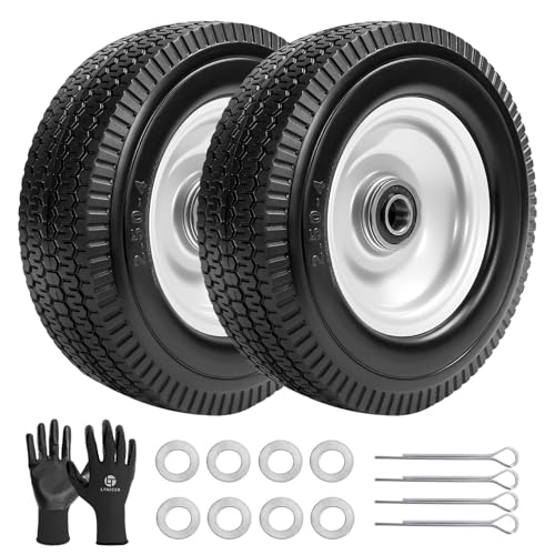 8-Inch Solid Tire Replacement - 2.50-4"Flat Free Tire and Wheel Heavy-Duty for Gorilla Carts, Yard Tractors, Wagons - Replacement Tires with 5/8" Bearings & 2.25" Offset Hub(2 Pack) - size: 8 Inch