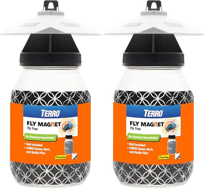 Terro T380 Outdoor Reusable Fly Magnet Fly Trap - Poison Free Trap with Bait (Pack of 2) - size: 2 Pack