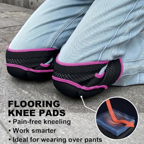Gardening Knee Pads for Men/Women, Adjustable Mesh Fabric, Pink M (1 pair) - color: Pink, size: Medium