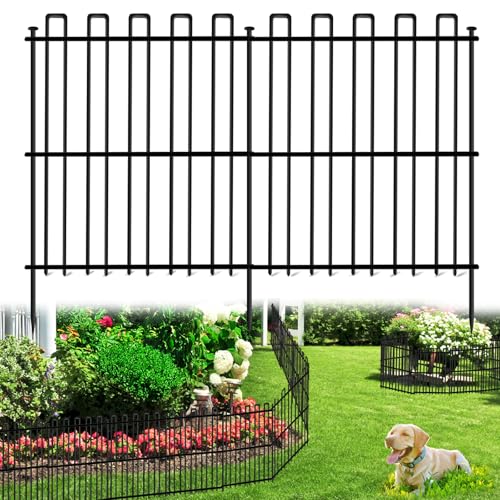 25 Panels No Dig Animal Barrier Fence, 32in(H) x 49ft(L) Garden Edging Border Fencing, Rustproof Metal Stakes Decorative Garden Fence, Dog Digging Defense Fencing Barrier for Outdoor, Yard, Patio - size: 25 Panels, 32in(H) x 49ft(L)