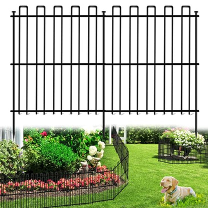 25 Panels No Dig Animal Barrier Fence, 32in(H) x 49ft(L) Garden Edging Border Fencing, Rustproof Metal Stakes Decorative Garden Fence, Dog Digging Defense Fencing Barrier for Outdoor, Yard, Patio - size: 25 Panels, 32in(H) x 49ft(L)