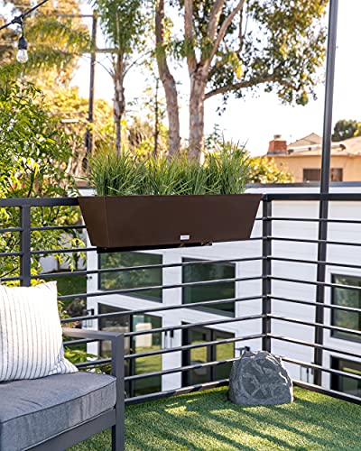 Veradek Pure Series Railing Planter - Tapered Window Box with Bracket - color: Espresso, size: 36 inch - 2 Pack
