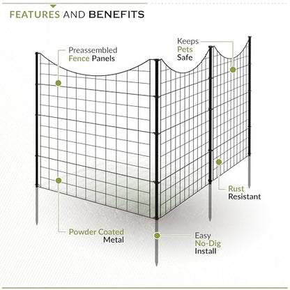 Zippity 39in H Black Metal Fence, DIY Fence Kit - color: 39" Tall (5 Panels)