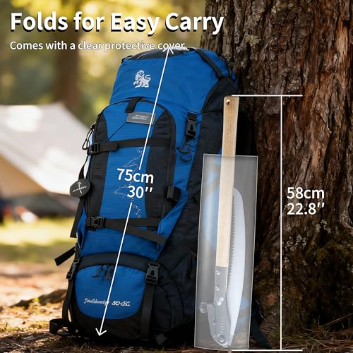 Folding Saw,Using SK85 material with three-sided serrations,tree saw for camping, Pruning branches and Bushcraft, Pouch Included(Wooden handle, 98 cm long) - color: 39in