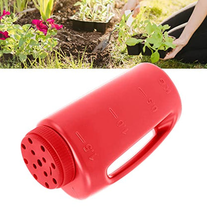Hand Shaker Spreader, 2L Plastic Salt and Seed Spreader, 7.5x4.9 Inch, 14 Hole Adjustable, for Lawn, Garden, Ice Melt (Red) - color: Red