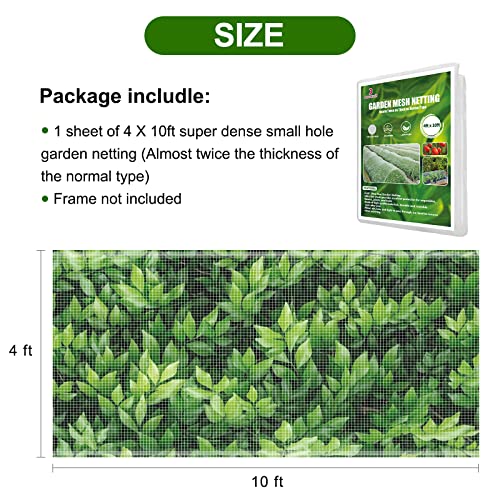 Jevrench 4 x 10 ft Garden Netting Row Cover, Ultra Fine Mesh for Plants - size: 4ft x 10ft