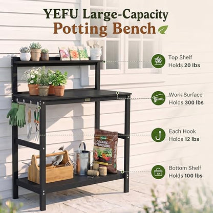 YEFU Potting Table, All-Weather Resistant,Black - color: Black, size: Classic