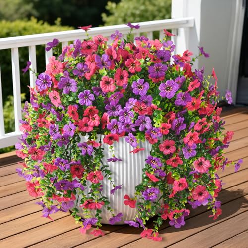 ZFProcess Artificial Hanging Flowers for Outdoors Spring Summer Decoration - color: Purple Rose Red