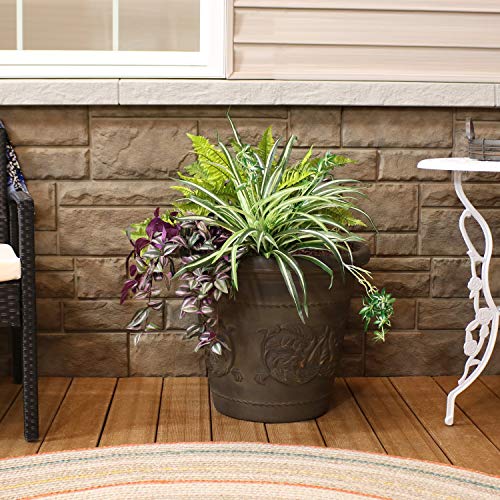 Sunnydaze Arabella 19.5'' Plastic Planter Pot for Plants, Sable - color: Sable, size: 19.5 in