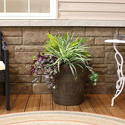 Sunnydaze Arabella 19.5'' Plastic Planter Pot for Plants, Sable - color: Sable, size: 19.5 in