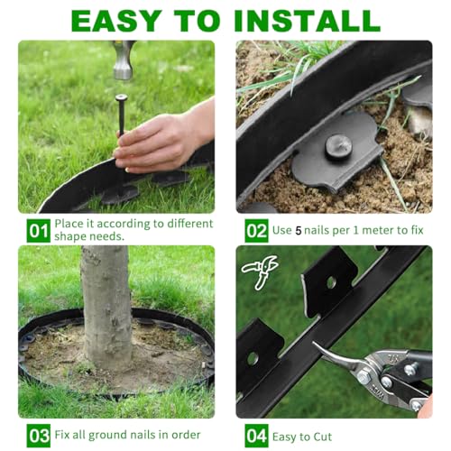 Garden Edging Borders 131FT,Landscape Edging Black[Extra Tall 4IN High] with 200pcs Plastic Stakes, Lawn Edging Flexible DIY Fence for Landscaping,Flower Bed,Grass,Gravel,Tree Surrounding - color: Black, size: 4IN x 131 FT