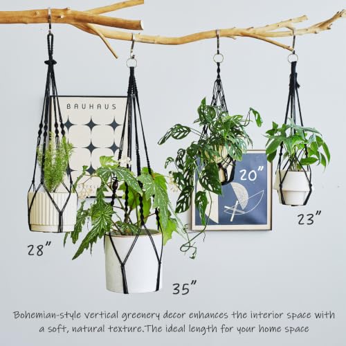 4Pack Macrame Plant Hangers Boho Hanging Planter for Indoor Plants - color: Black