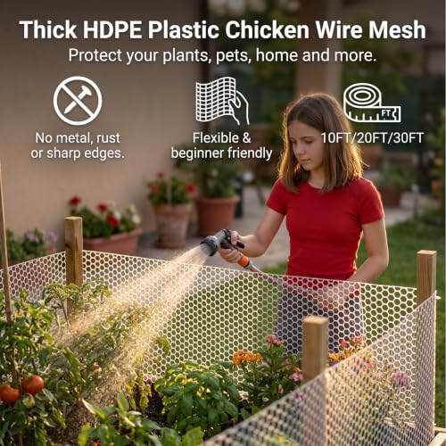 Plastic Wire Mesh Fence 16in x 20Ft Plastic Chicken Wire Mesh for Poultry, Dogs, Rabbit, Snake Barrier & Gardening Versatile Plastic Fencing (16in x 20Ft, Green) - color: Green, size: 16in x 20Ft